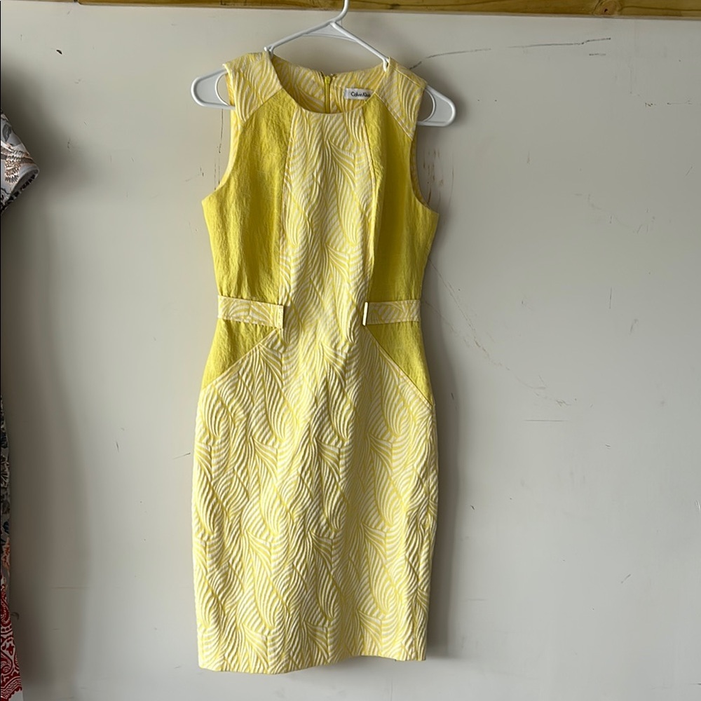 Yellow Patterned Sleeveless Dress